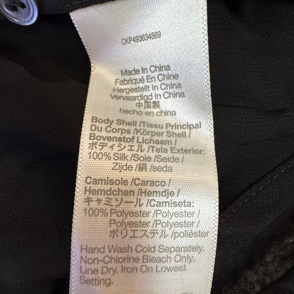 Madewell Lace Inset Mock Neck Long Sleeve Top XL Silk Cami Sheer Goth Whimsy NWT - Picture 9 of 14